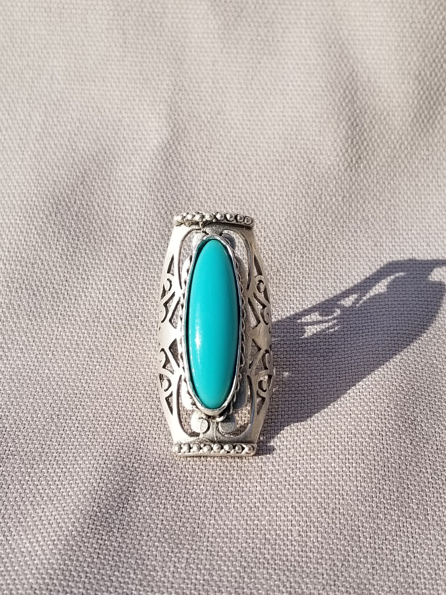 Silver Turquoise Long Ring