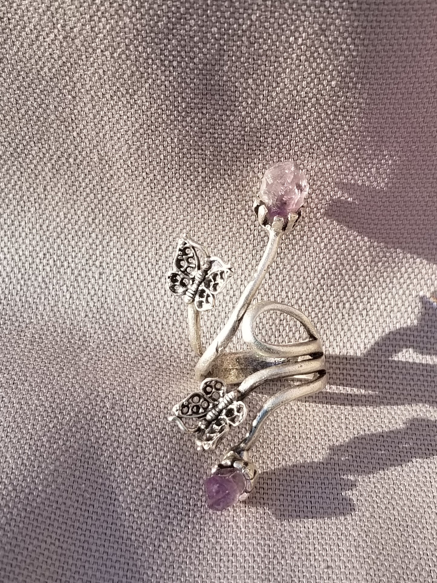 Amethyst Stone Butterfly Ring