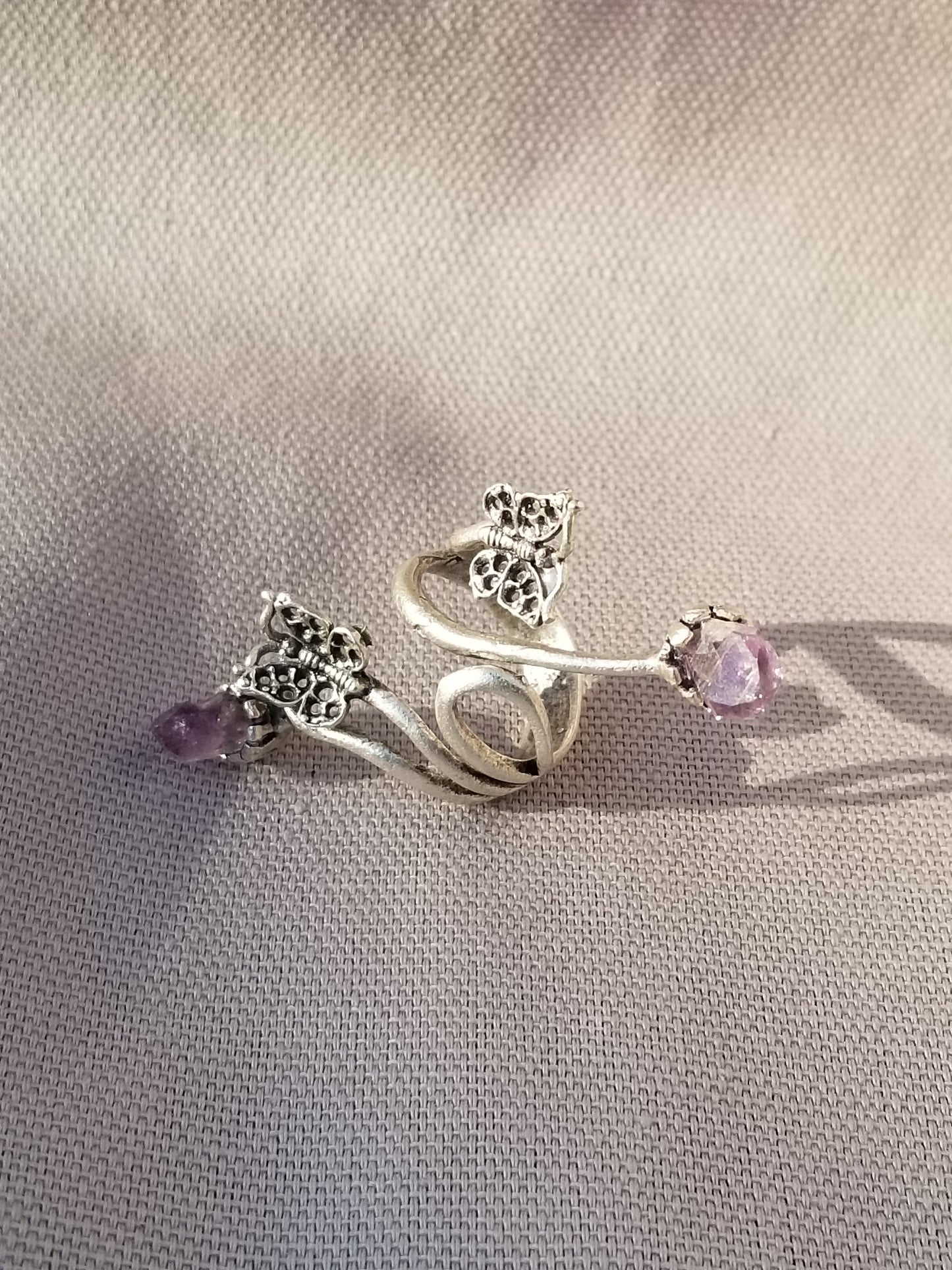 Amethyst Stone Butterfly Ring