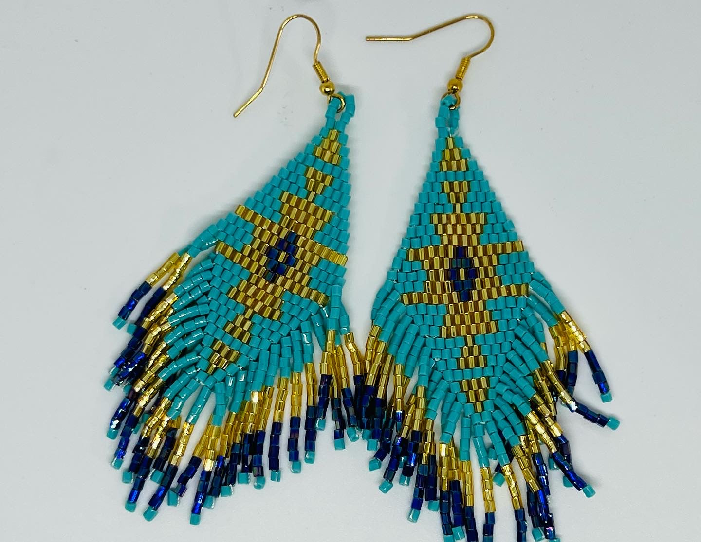 Beaded sky blue earrings