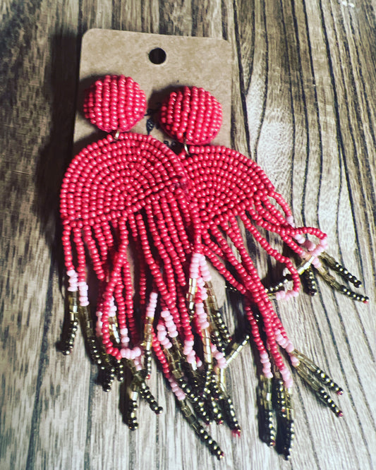 Red Beaded Earrings