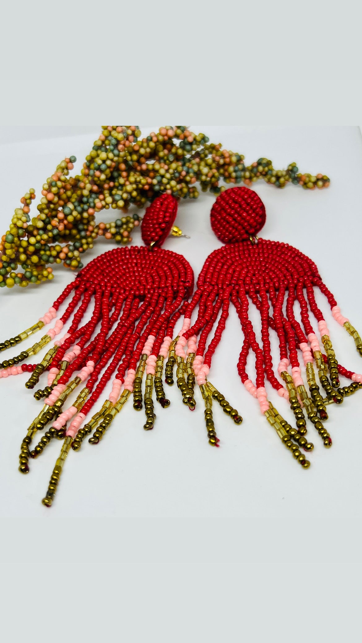 Red Beaded Earrings