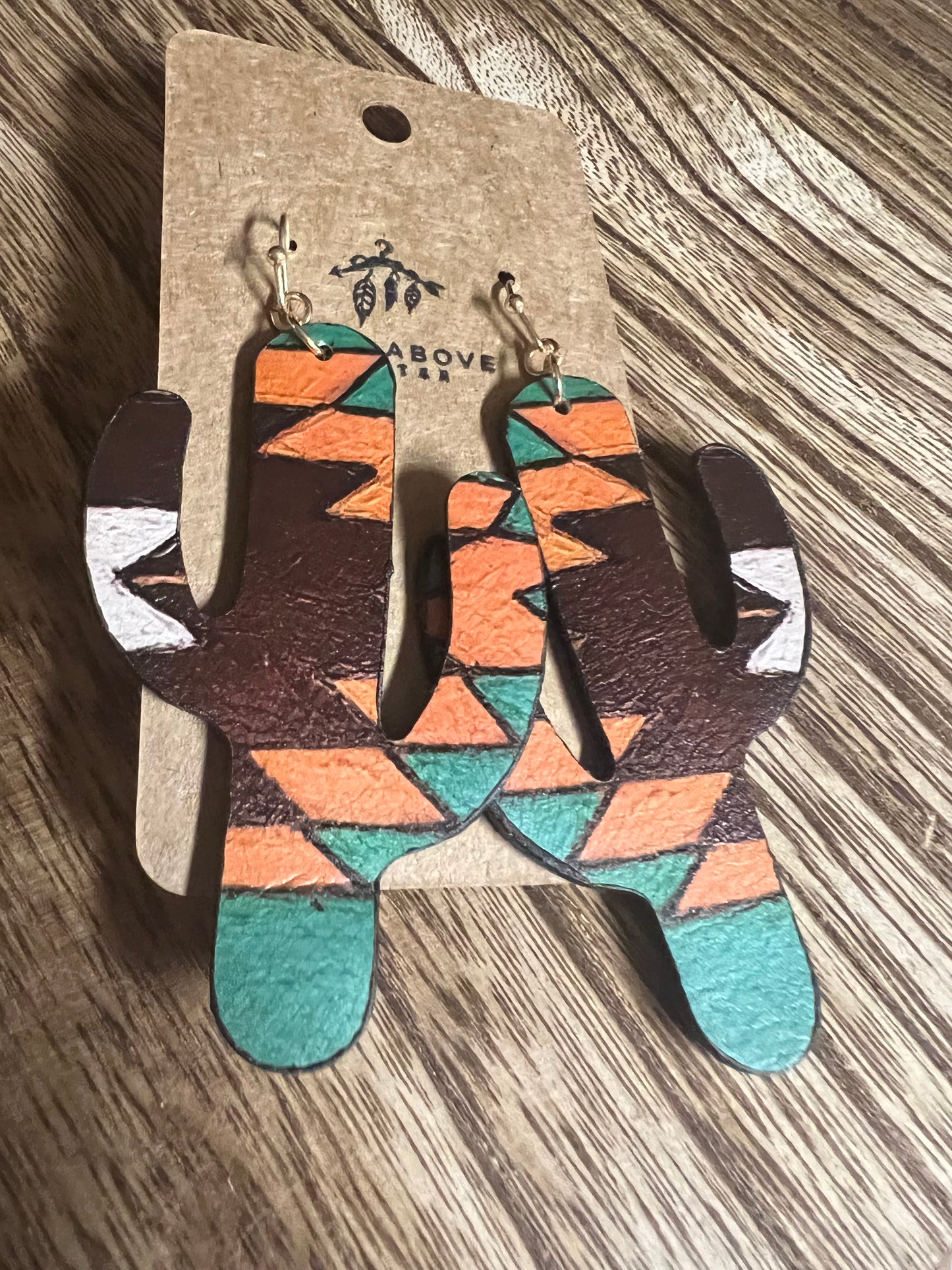 Cactus Pattern Leather Earrings