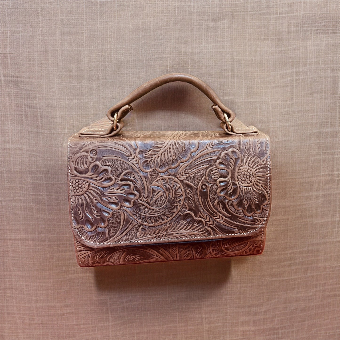 Leather Hand bag with handmade design