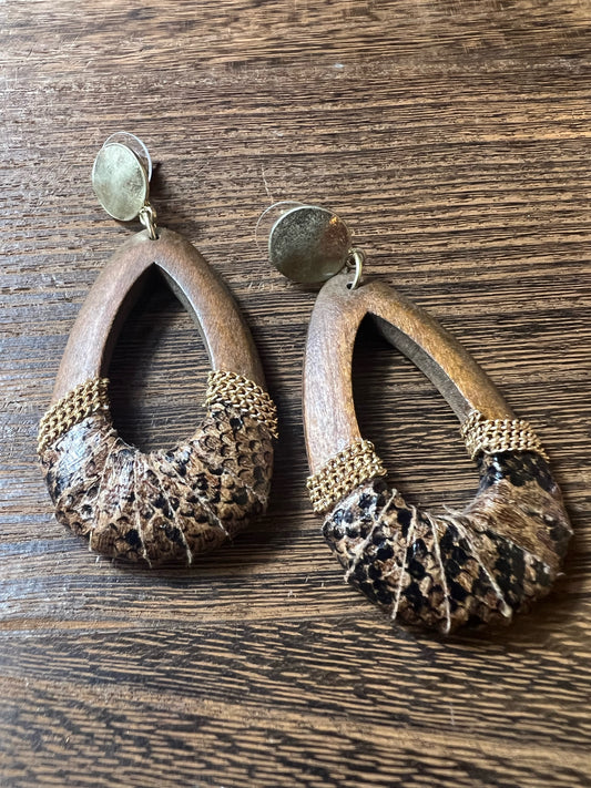 Wooden wrapped earrings