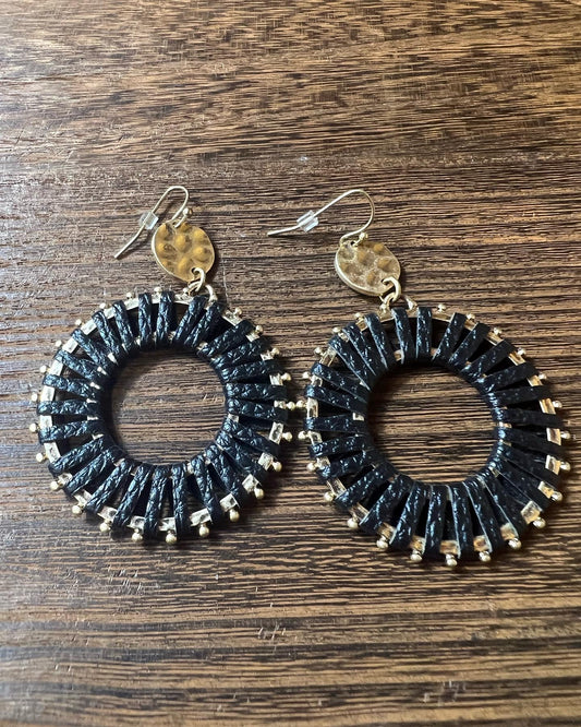 Black wrapped loop earrings